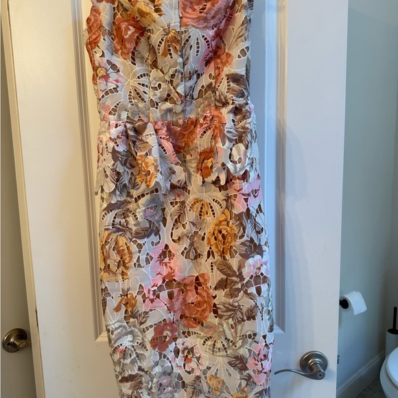 Elliatt Strapless Floral Dress in Cream and Pink - Picture 2 of 6